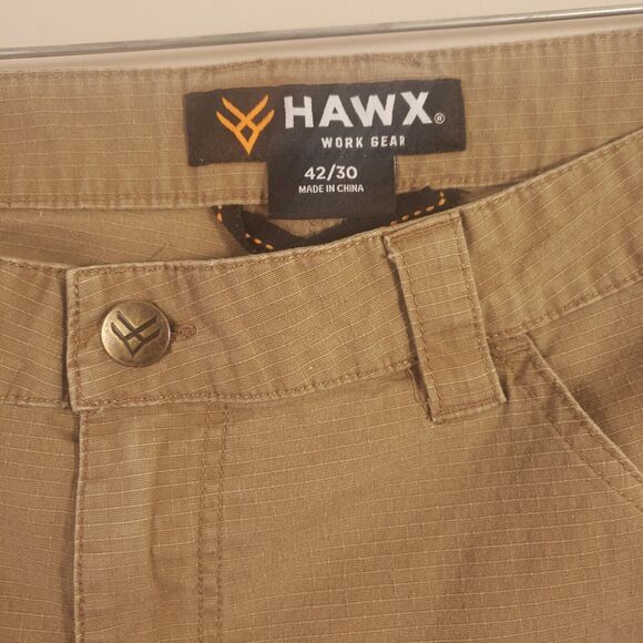Hawx Work Pant Mens 42x28 Gear Ripstop Cargo Utility Tan Double Knee Articulated - Picture 7 of 12